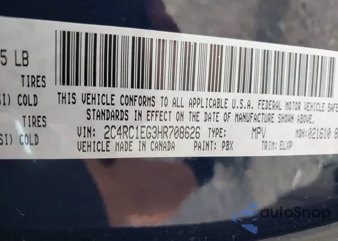 2017 Chrysler Pacifica Touring-L Plus from USA, damaged, VIN 2C4RC1EG3HR708626